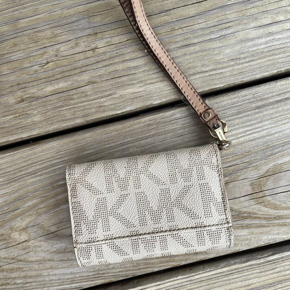Michael Kors Wallet/Phone Case Wristlet, Cream/Brown